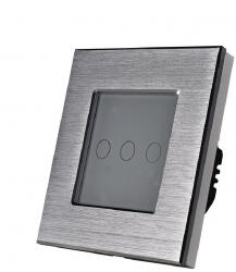 Luxion Intrerupator Triplu Wi-Fi cu Touch din Sticla si Rama de Aluminiu LUXION Gri (LX-WT2-301A-GY)