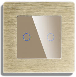 Luxion Intrerupator Dublu cu Variator si Touch din Sticla si Rama de Aluminiu LUXION RF433 Auriu (LX-MT-RD201A-G)