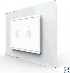 LIVOLO Intrerupator dublu cap scara-cap cruce Livolo touch rama din sticla Alb (vl-fc2s-3wp-11)