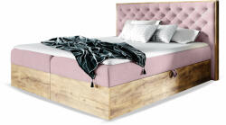 Wilsondo Rózsaszín WOOD 3 boxspring ágyneműtartós ágy matraccal, ágyráccsal Méret: 140x200
