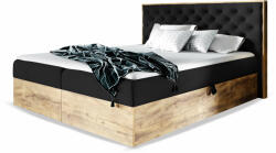 Wilsondo Fekete WOOD 3 boxspring ágyneműtartós ágy matraccal, ágyráccsal Méret: 140x200