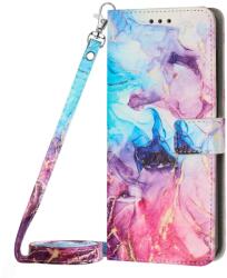 ART MARBLE Husa portofel cu curea Samsung Galaxy S23 Plus 5G BLUE PURPLE