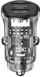 USAMS C31 autós töltő 2 x USB aljzat (5V / 3A, PD gyorstöltés támogatás) FEKETE CAT S60, Apple iPhone 7 4.7, Apple iPhone 7 Plus 5.5, Evolveo Strongphone Q5, Blackberry DTEK50 , Vodafone Smart (CC162CC01)