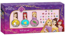 Lorenay Set manichiura pentru fetite, 3 lacuri de unghii si modele de lipit pe unghii, Printesele Disney