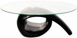 vidaXL Măsuță de cafea cu blat oval din sticlă, negru lucios (240432) - izocor