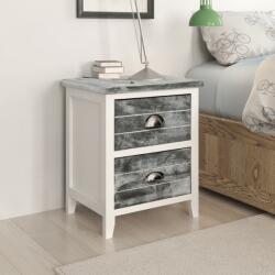 vidaXL Noptieră, gri și alb, 38 x 28 x 45 cm, lemn de paulownia (284047) - comfy