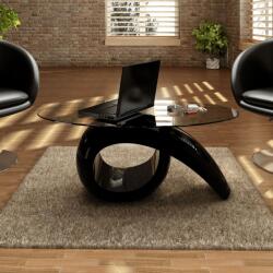 vidaXL Măsuță de cafea cu blat oval din sticlă, negru lucios (240432) - comfy