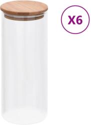 vidaXL Borcane din sticlă depozitare, capac de bambus, 6 buc. , 1000 ml (150696) - vidaxl