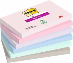 3M POSTIT Öntapadó jegyzettömb, 76x127 mm, 6x90 lap, 3M POSTIT "Super Sticky Soulful", vegyes színek (LP6556SSOUL)