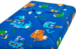 SomnArt Lenjerie patut bebe, SomnART, cearceaf pat 60x120x10 cu elastic, cearceaf pilota 80x110, perna joasa 20x35, Dinozauri Relax KipRoom