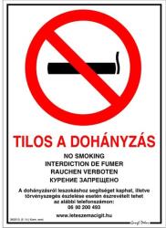 JKH Tábla műanyag A4 "Tilos a dohányzás" új (3427182)