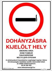 JKH Tábla műanyag A4 "Dohányzásra kijelölt hely" új (3427181)