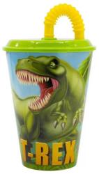Dinoszaurusz szívószálas pohár, műanyag 430 ml