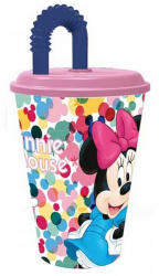 Disney Minnie szívószálas pohár, műanyag 430 ml