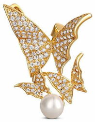  JwL Luxury Pearls Gyönyörű aranyozott bross igazgyönggyel - pillangó JL0630