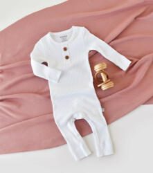 BabyJem Salopeta cu maneca lunga si panataloni lungi din bumbac organic si modal - alb (marime: 18-24 luni) - bekid - 86,43 RON