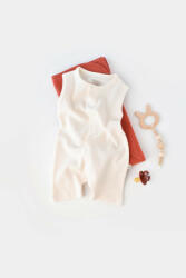 BabyJem Salopeta fara maneci si panataloni scurti - 100% bumbac organic - ecru, baby cosy (marime: 12-18 luni)