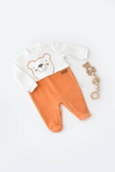 BabyJem Salopeta ursulet cu maneca lunga si botosei din 80%bumbac organic si 20% poliester - portocaliu, baby cosy (marime: 3-6 luni)