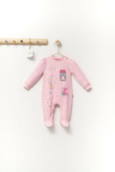 BabyJem Salopeta eleganta scufita rosie pentru bebelusi, tongs baby (culoare: roz, marime: 6-9 luni)