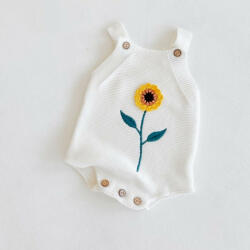 BabyJem Salopeta tricotata cu floarea soarelui (culoare: alb, marime: 12-18 luni)