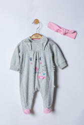 BabyJem Salopeta pentru bebelusi cu bentita sweets, tongs baby (culoare: gri, marime: 6-9 luni)