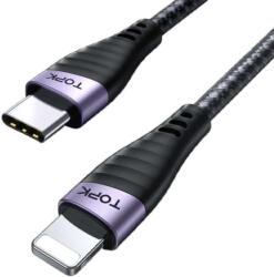 TOPK Cablu de date TopK AC15, USB Type-C la Lightning, 20W, 1m, Negru (A15080310)