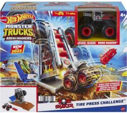 Mattel Hot Wheels, Monster Trucks Arena Smashers, Tire Press Challenge, set de joaca