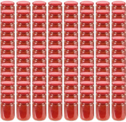 vidaXL Borcane din sticlă pentru gem, capace roșii, 96 buc. , 230 ml (50801) - comfy