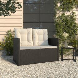 vidaXL Bancă de grădină cu perne, negru, 105 cm, poliratan (362318)
