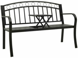 vidaXL Bancă de grădină cu masă, negru, 120 cm, oțel (319584)