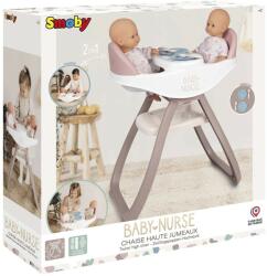 Smoby Scaun de masa pentru papusi Baby Nurse Twin 2in1 2 ani+ Maro