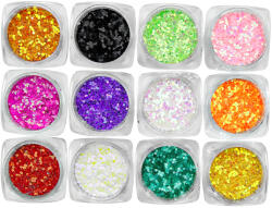 Global Fashion Set 12 decoratiuni paiete pentru unghii, hexagon, diverse culori