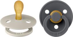 BIBS - Set 2 suzete Colour Latex, tetina simetrica, 0 luni +-Sand/Iron