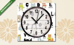 Vászonkép óra, ABCs kép állatokkal(25x25 cm C01)