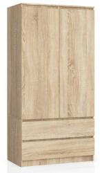 Artool Dulap, placa laminata, 2 sertare, 4 rafturi, 1 suport umerase, stejar, 90x51x180 cm (165434-AK) - mercaton Garderoba