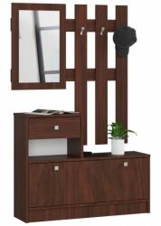 Artool Set mobilier hol, placa laminata, cu pantofar, cuier, oglinda, wenge, 90x25x70/100 cm (166899-AK)