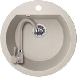 Laveo SRDA_480T - LAVEO DAFNE SZETT 510X510 gránit kerek mosogató bézs + Laveo álló bézs csaptelep szett (SRDA_480T)