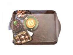 Tálca uzsonnás 21*14, 1*1, 8 cm műanyag kávé + sütemény mintával M40340 (M40340)