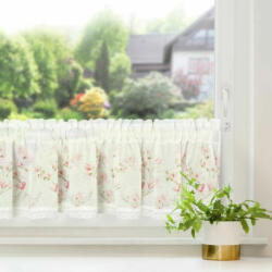 EUROFIRANY Amelia magnólia virágos vitrázs függöny Fehér/rózsaszín 30x150 cm