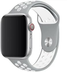 Apple Watch szürke/fehér sport szilikon szíj 38/40/41/42 (series10)mm
