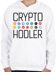 printfashion Crypto Hodler - Gyerek kapucnis pulóver - Fehér (12571525)