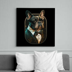printfashion Francia Bulldog öltönyben - Vászonkép - Fekete (12606616)