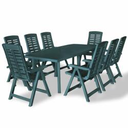 vidaXL Set mobilier de exterior, 9 piese, verde, plastic (275081) - vidaxl