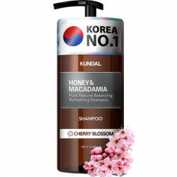 KUNDAL Sampon hipoalergenic natural si extra-hidratant cu miere si macadamia Cherry Blossom, Kundal, 500 ml