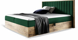 Wilsondo Zöld WOOD 4 ágyneműtartós boxspring ágy matraccal Méret: 140x200