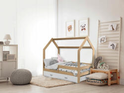  Pat pentru copii CASETA D3, 80 x 160 cm, pin Saltele: Fara saltea, Cutie depozitare pat: Cu sertar de pin, Somiera pat: Cu lamele curbate