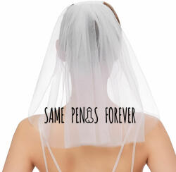  Fehér fátyol "Same Penis Forever" felirattal - fekete