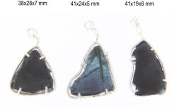  Pandantive din Turmalina Albastra Naturala cu Argint - 38-41 x 19-28 x 5-7 mm - 1 Buc