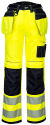 Portwest PW306 jól láthatósági stretch munkásnadrág lengő zsebekkel (PW306YBR32)