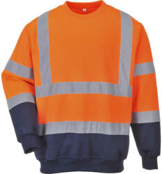 Portwest B306 Kéttónusú Hivis jól láthatósági pulóver narancs - sötétkék (B306ONR4XL)